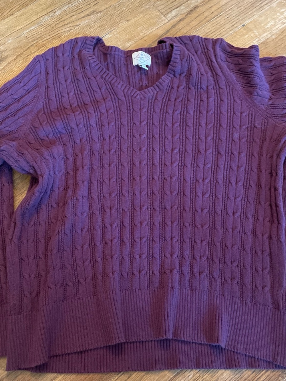 St. John's Bay Women's Cable-Knit V-Neck Sweater - Plum